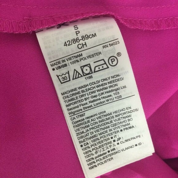 BANANA REPUBLIC Long Sleeve Cascade Ruffle Top Womens Bright Pink Size Small - Picture 8 of 12